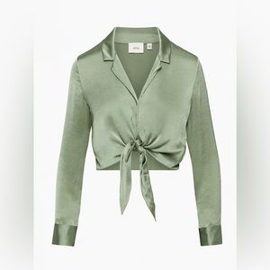 Wilfred Tie-Front Blouse - Bitter Sage